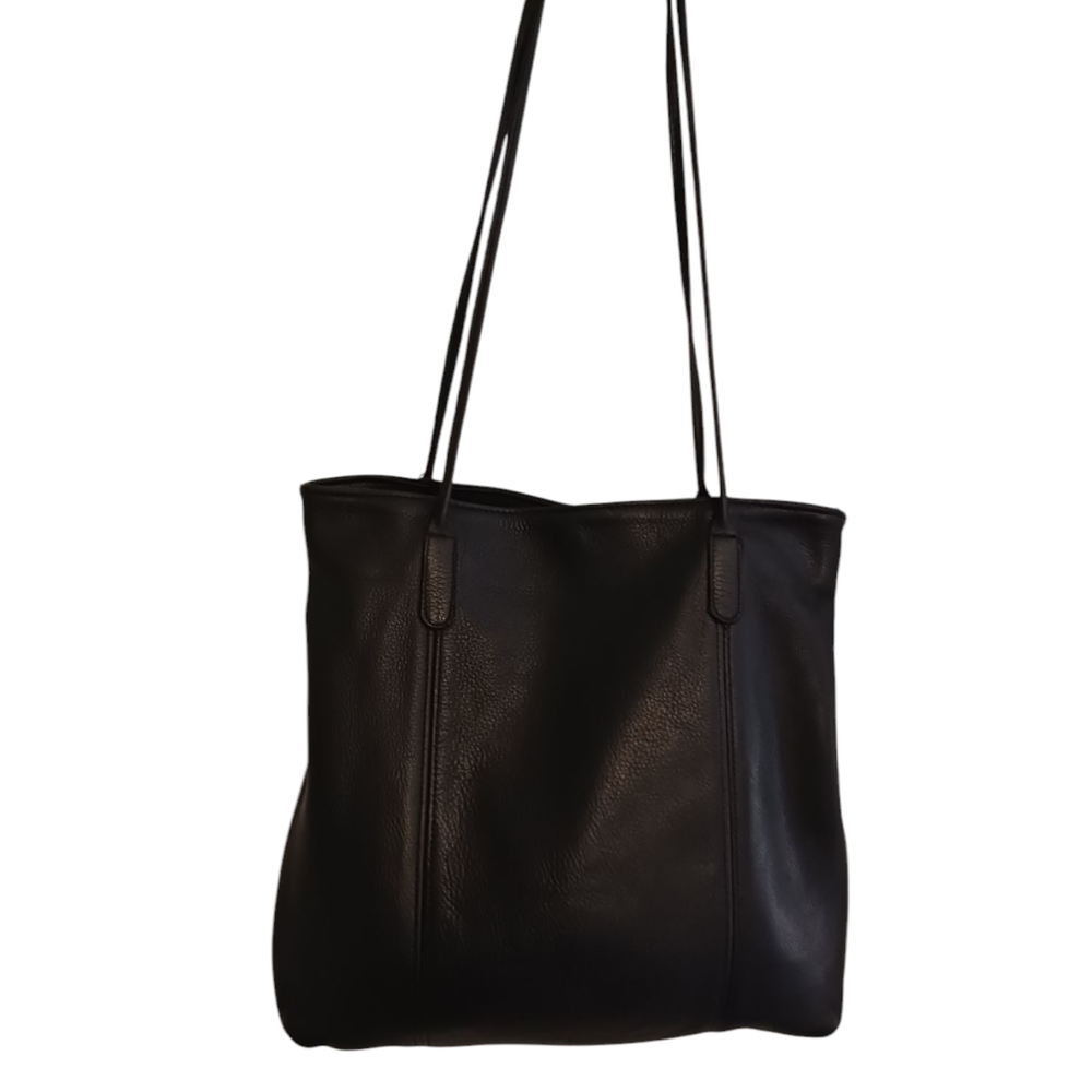 Elegant Black Leather Tote Bag